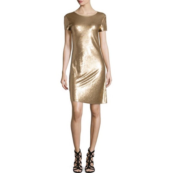 MICHAEL KORS Short-Sleeve Diagonal Sequined Dress - Picture 2 of 5